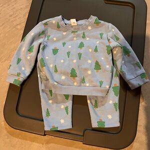 Blue Winter Tree Print Baby Outfit